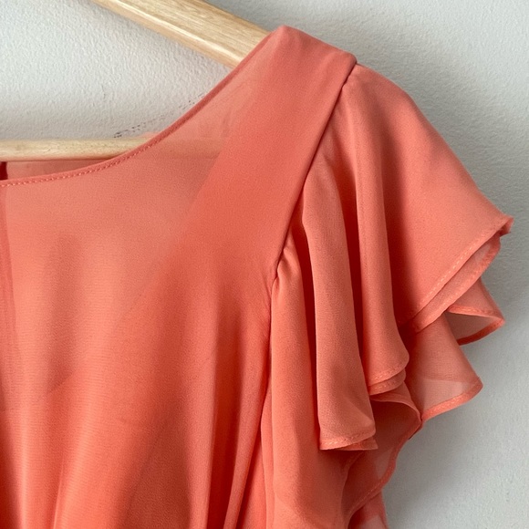 Azazie A-Line Ruched Chiffon Floor-Length Dress Sunset - Picture 6 of 11